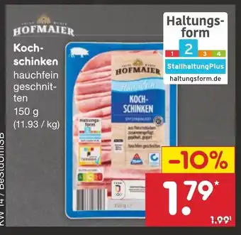 Netto Marken-Discount HOFMAIER Kochschinken 150 g Angebot