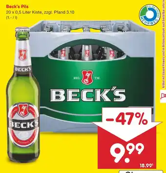 Netto Marken-Discount Beck's Pils 20 x 0,5 Liter Kiste Angebot