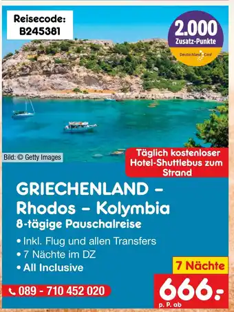 Netto Marken-Discount GRIECHENLAND - Rhodos - Kolymbia 8-tägige Pauschalreise Angebot