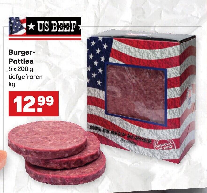 US BEEF BurgerPatties 5x200 g tiefgefroren kg Angebot bei Handelshof