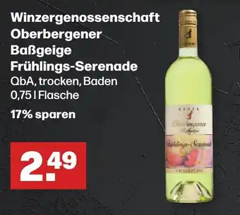 Handelshof Winzergenossenschaft Oberbergener Baẞgeige Frühlings-Serenade QbA, trocken, Baden 0,75 | Flasche Angebot