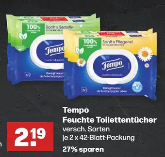 Handelshof Tempo Feuchte Toilettentücher je 2 x 42-Blatt-Packung Angebot