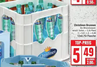 Edeka Christinen Brunnen Bio-Mineralwasser 12 x0,75 l Flasche Angebot