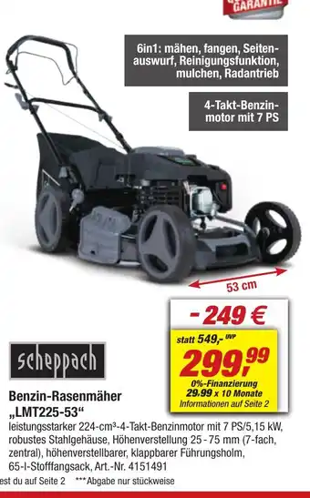 toom Baumarkt scheppach Benzin-Rasenmäher LMT225-53 Angebot