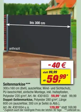 toom Baumarkt Seitenmarkise Angebot