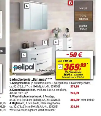 toom Baumarkt pelipal Badmöbelserie "Bahamas" 1. Spiegelschrank Angebot