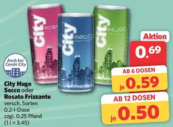 Combi City Hugo Secco oder Rosato Frizzante 0,2 L Dose Angebot