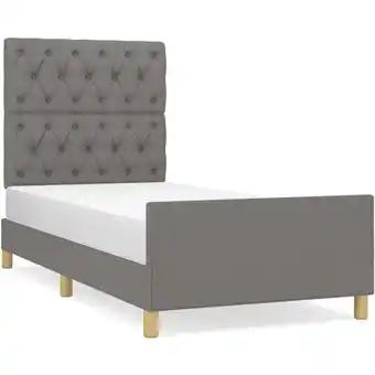 ManoMano Bettrahmen für Einzelbett,Metallbett, Bettgestell mit Kopfteil Dunkelgrau 80x200 cm Stoff Bonnevie 50003 Angebot