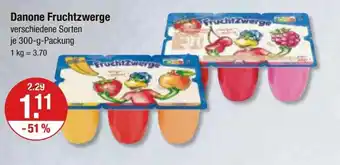 V Markt Danone Fruchtzwerge verschiedene Sorten je 300-g-Packung Angebot