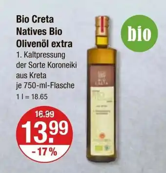 V Markt Bio Creta Natives Bio Olivenöl extra je 750-ml-Flasche Angebot