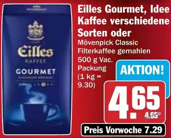 Hit Eilles Gourmet, Idee Kaffee verschiedene Sorten 500 g Vac. Packung Angebot