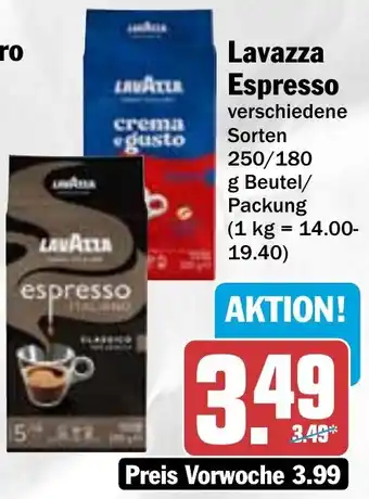 Hit Lavazza Espresso 250/180 g Beutel/ Packung Angebot