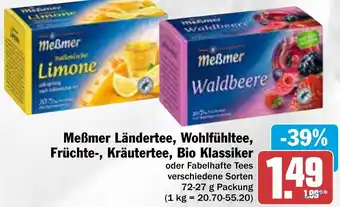 Hit Meẞmer Ländertee, Wohlfühltee, Früchte, Kräutertee, Bio Klassiker 72-27 g Packung Angebot