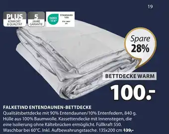 Jysk FALKETIND ENTENDAUNEN-BETTDECKE 135x200 cm Angebot