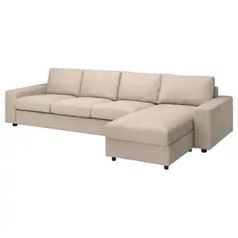 IKEA Vimle 4er-sofa mit Récamiere, mit breiten armlehnen/hillared beige Angebot