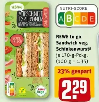 REWE PETZ Rewe to go Sandwich veg. Schinkenwurst 170g Angebot