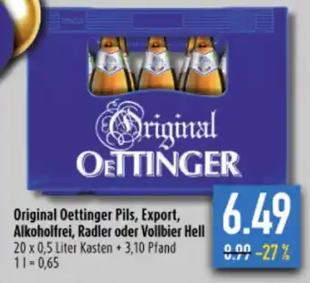 diska Original Oettinger Pils, Export, Alkoholfrei, Radler oder Vollbier Hell 20 x 0,5 L Angebot