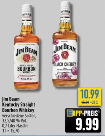 diska Jim Beam Kentucky Straight Bourbon Whiskey verschiedene Sorten, 32,5/40 % Vol. 0,7 L Angebot