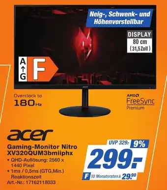 Expert Technomarkt acer Gaming-Monitor Nitro XV320QUM3bmiiphx Angebot