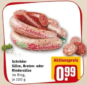 REWE PETZ Schröder Sülze, Braten oder Rindersülze 100g Angebot