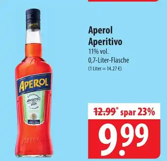 Famila Nord Ost Aperol Aperitivo 11% vol. 0,7-Liter-Flasche Angebot