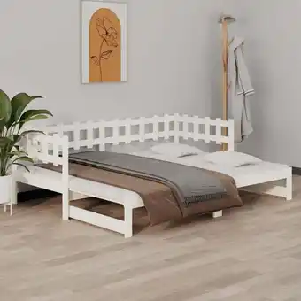 ManoMano Tagesbett Ausziehbar, Einzelbett, Gästebetten, Bettrahmen, Jugendbett Weiß 2x(80x200) cm Massivholz Kiefer LLLA896644 MaisonC Angebot