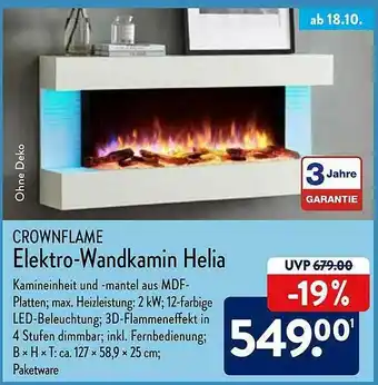 Aldi Nord Crownflame Elektro-wandkamin Helia Angebot