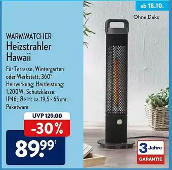 Aldi Nord Warmwatcher Heizstrahler Hawaii Angebot