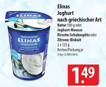 Famila Nord Ost Elinas Joghurt nach griechischer Art Natur 500 g oder Joghurt-Mousse 2*125g Angebot