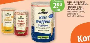 tegut Drei Packungen Alnatura Bio-Reis- -Dinkel- oder -Maiswaffeln 100/110 g Angebot