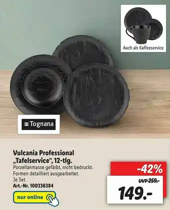 Lidl Tognana Vulcania Professional Tafelservice 12-tlg Angebot