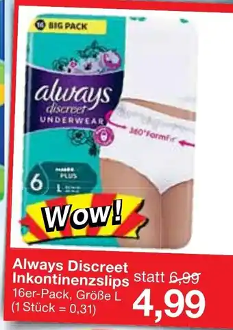 Jawoll Always Discreet Inkontinenzslips 16st Angebot