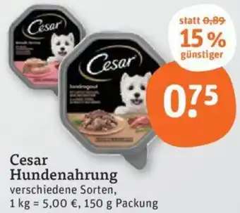 tegut Cesar Hundenahrung 150 g Packung Angebot