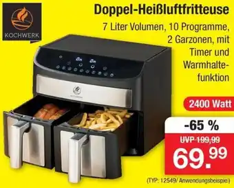 Zimmermann KOCHWERK Doppel-Heißluftfritteuse 2400 Watt Angebot