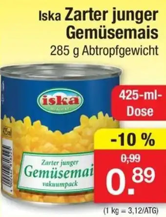 Zimmermann Iska Zarter junger Gemüsemais 425 ml Dose Angebot