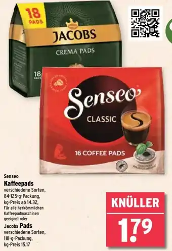 Wasgau Senseo Kaffeepads 84-125 g oder Jacobs Pads 118 g Packung Angebot