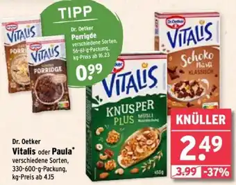 Wasgau Dr. Oetker Vitalis oder Paula 330-600 g Packung Angebot