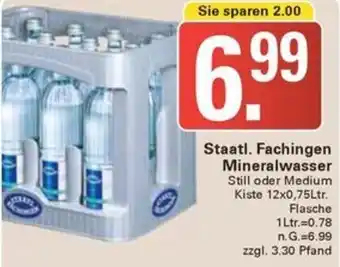 WEZ Staatl. Fachingen Mineralwasser Kiste 12x0,75Ltr. Flasche Angebot