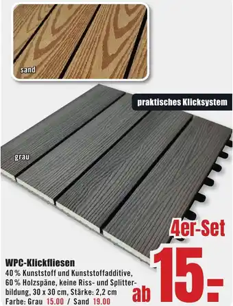 B1 Discount Baumarkt WPC-Klickfliesen 4er-Set Angebot