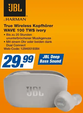 expert Techno Land JBL True Wireless Kopfhörer WAVE 100 TWS ivory Angebot