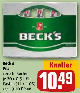 REWE Beck's Pils 20x0,5 L-Fl. Kasten Angebot