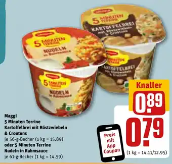 REWE Maggi 5 Minuten Terrine Kartoffelbrei mit Röstzwiebeln & Croutons 56-g-Becher Angebot