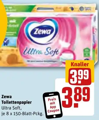 REWE Zewa Toilettenpapier Ultra Soft, 8 x 150-Blatt-Pckg. Angebot