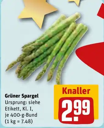 REWE Grüner Spargel 400-g-Bund Angebot