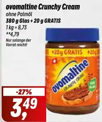 Simmel ovomaltine Crunchy Cream ohne Palmöl 380 g Glas+20 g GRATIS Angebot