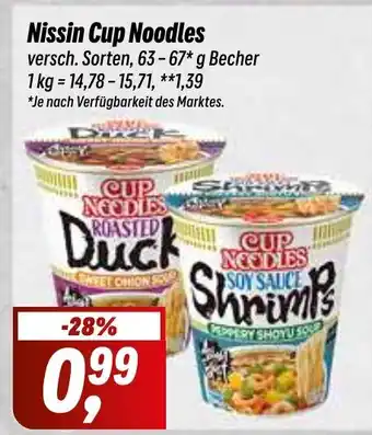 Simmel Nissin Cup Noodles versch. Sorten, 63-67* g Becher Angebot