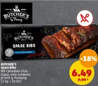 PENNY BUTCHER'S Spare Ribs 600 g Packung Angebot