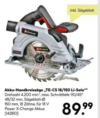 BayWa Einhell Akku-Handkreissäge „TE-CS 18/150 Li-Solo" Angebot