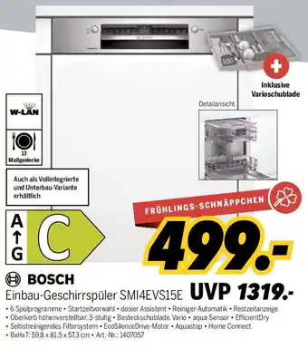 MEDIMAX BOSCH Einbau-Geschirrspüler SM14EVS15E Angebot