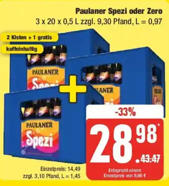 Edeka Paulaner Spezi oder Zero 3 x 20 x 0,5 l Angebot